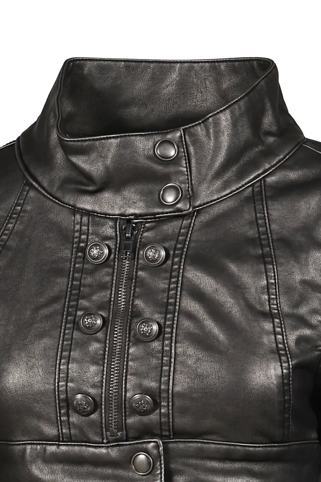 Pu Military Cropped Jacket / Blk