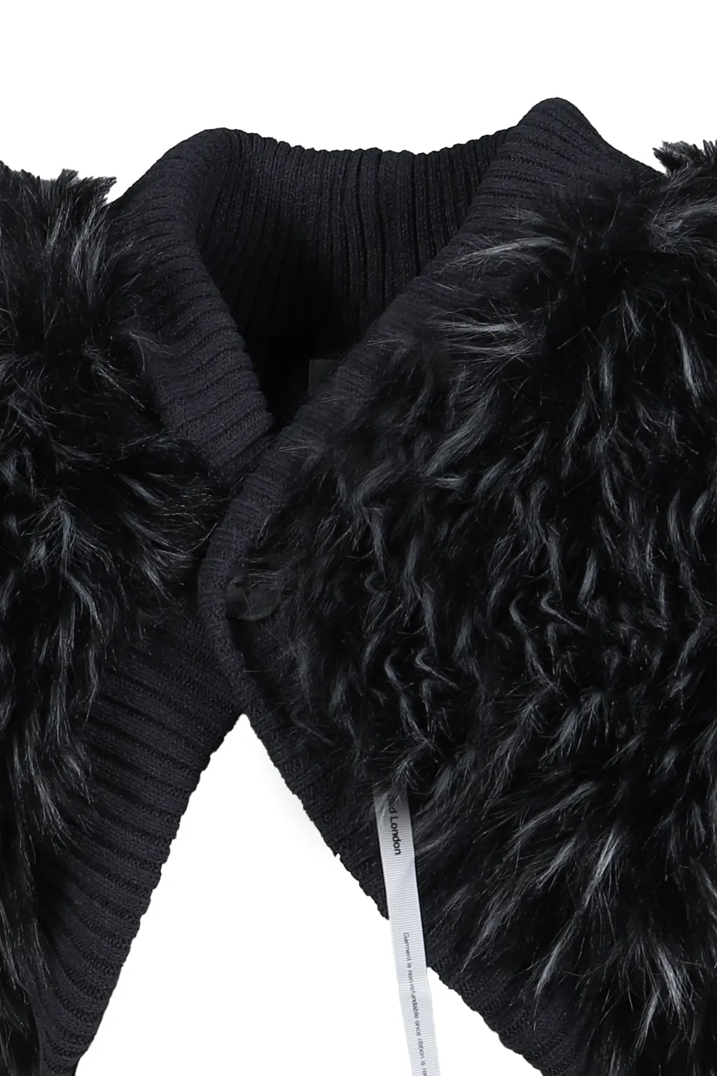 Longsleeve Knit Faux Fur Shrug / Blk