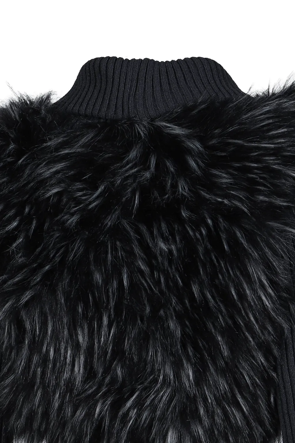 Longsleeve Knit Faux Fur Shrug / Blk