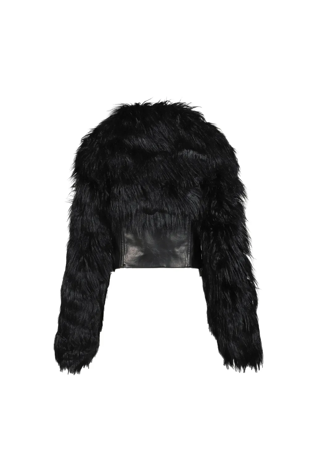 Faux Fur Cropped Jacket / Blk