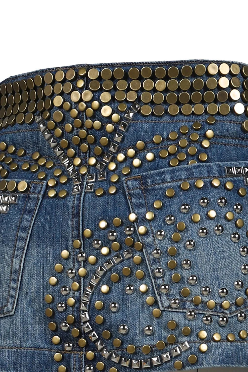 Studded Denim Mini Skirt / Indigo