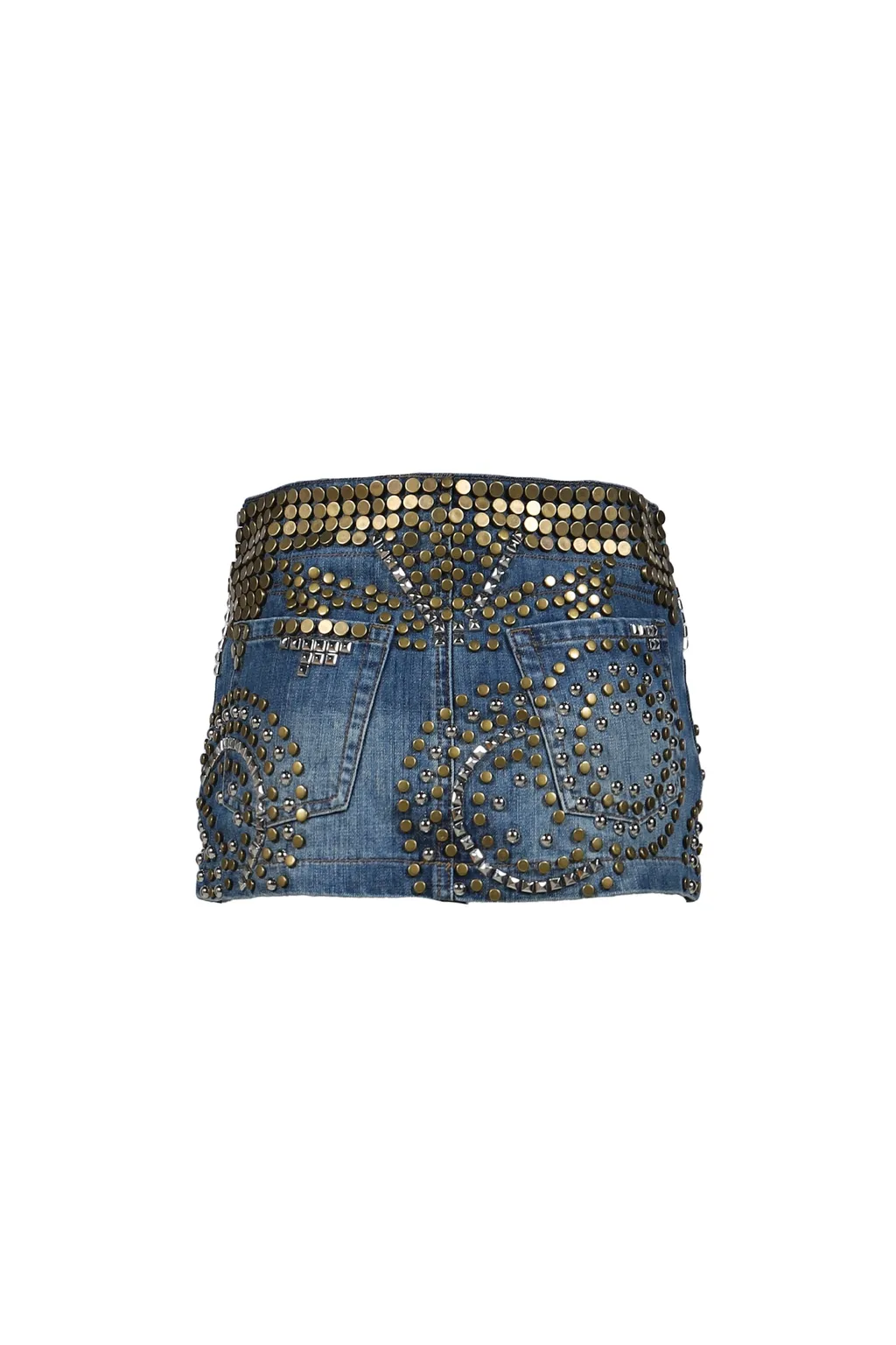 Studded Denim Mini Skirt / Indigo