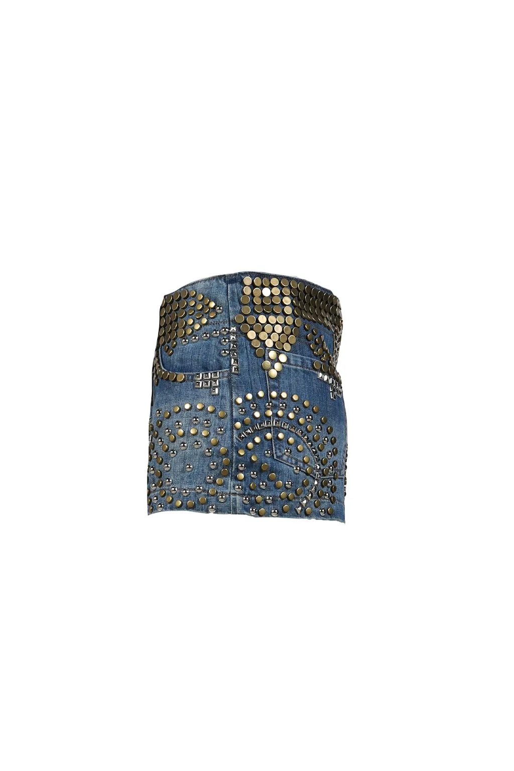 Studded Denim Mini Skirt / Indigo