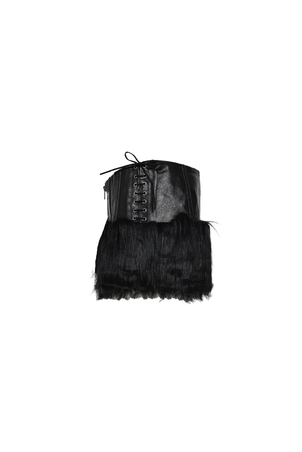 Faux Fur Cropped Skirts / Blk