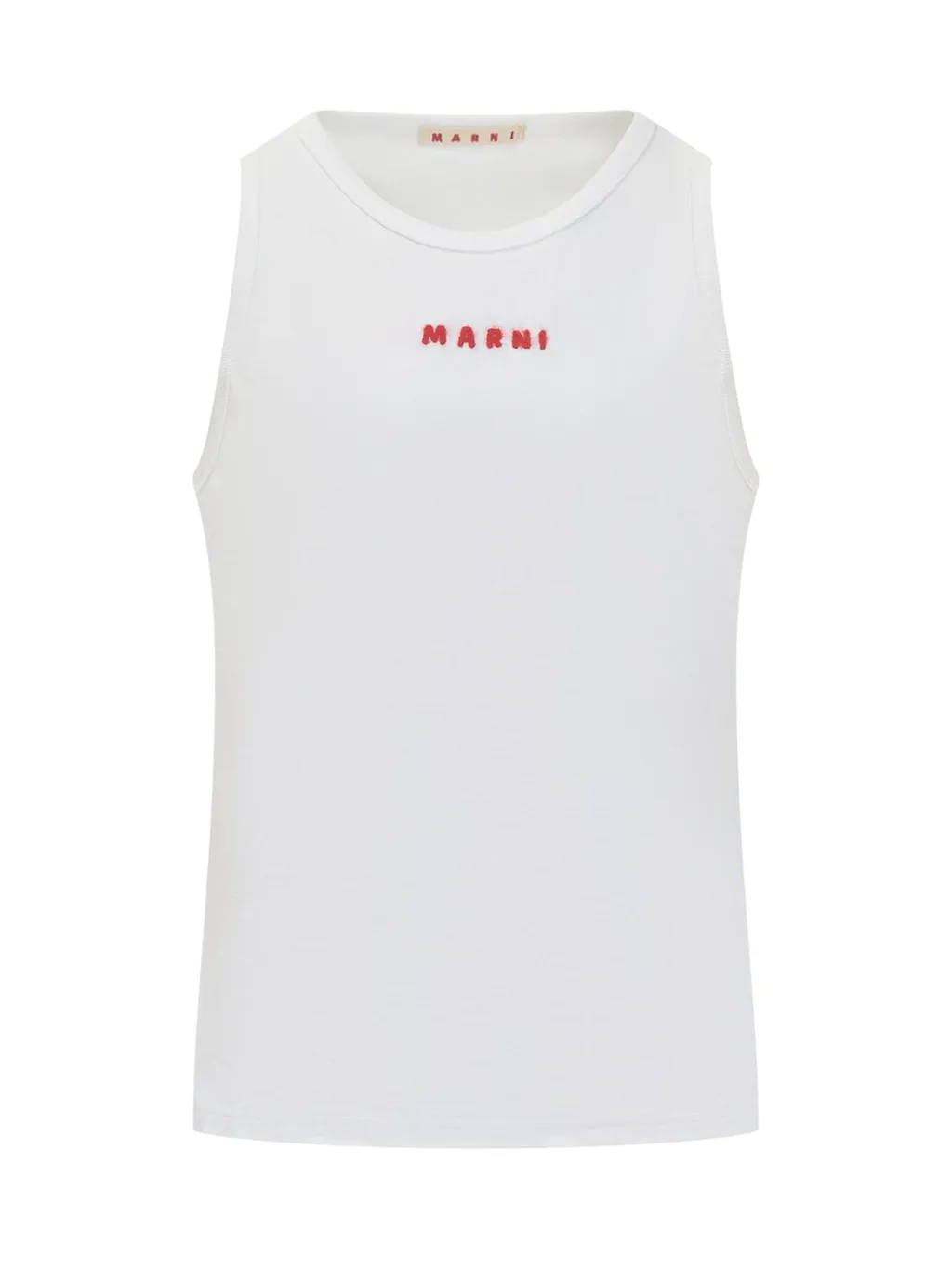 Marni Logo-Embroidered Scoop-Neck Tank Top