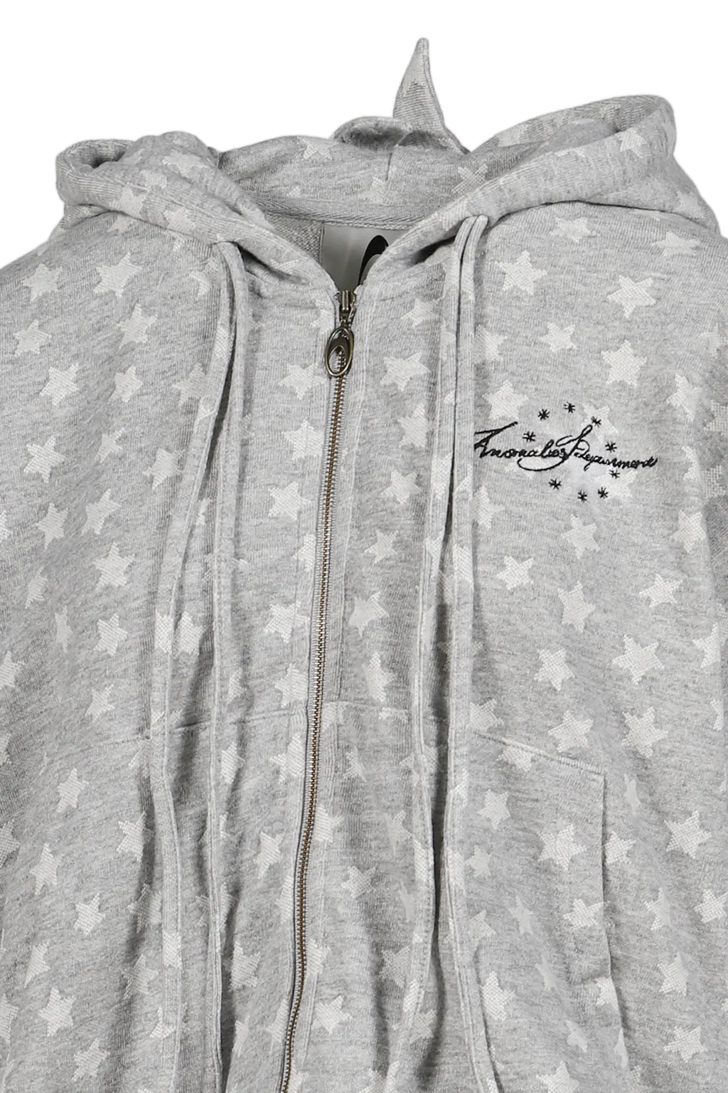Star Jacquard Hooded Sweatshirt / Gry