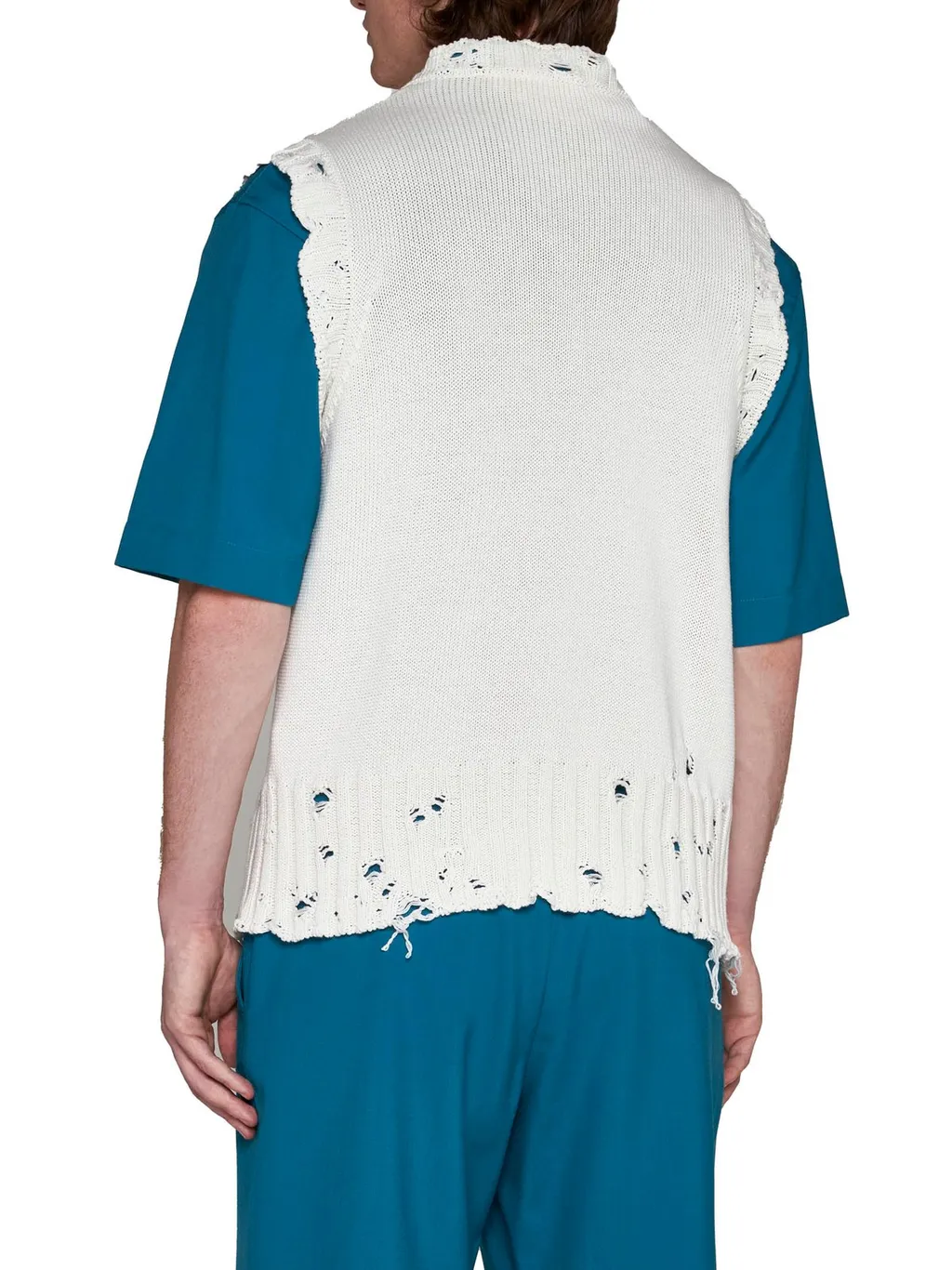 Marni Logo Printed Collar Ripped Vest