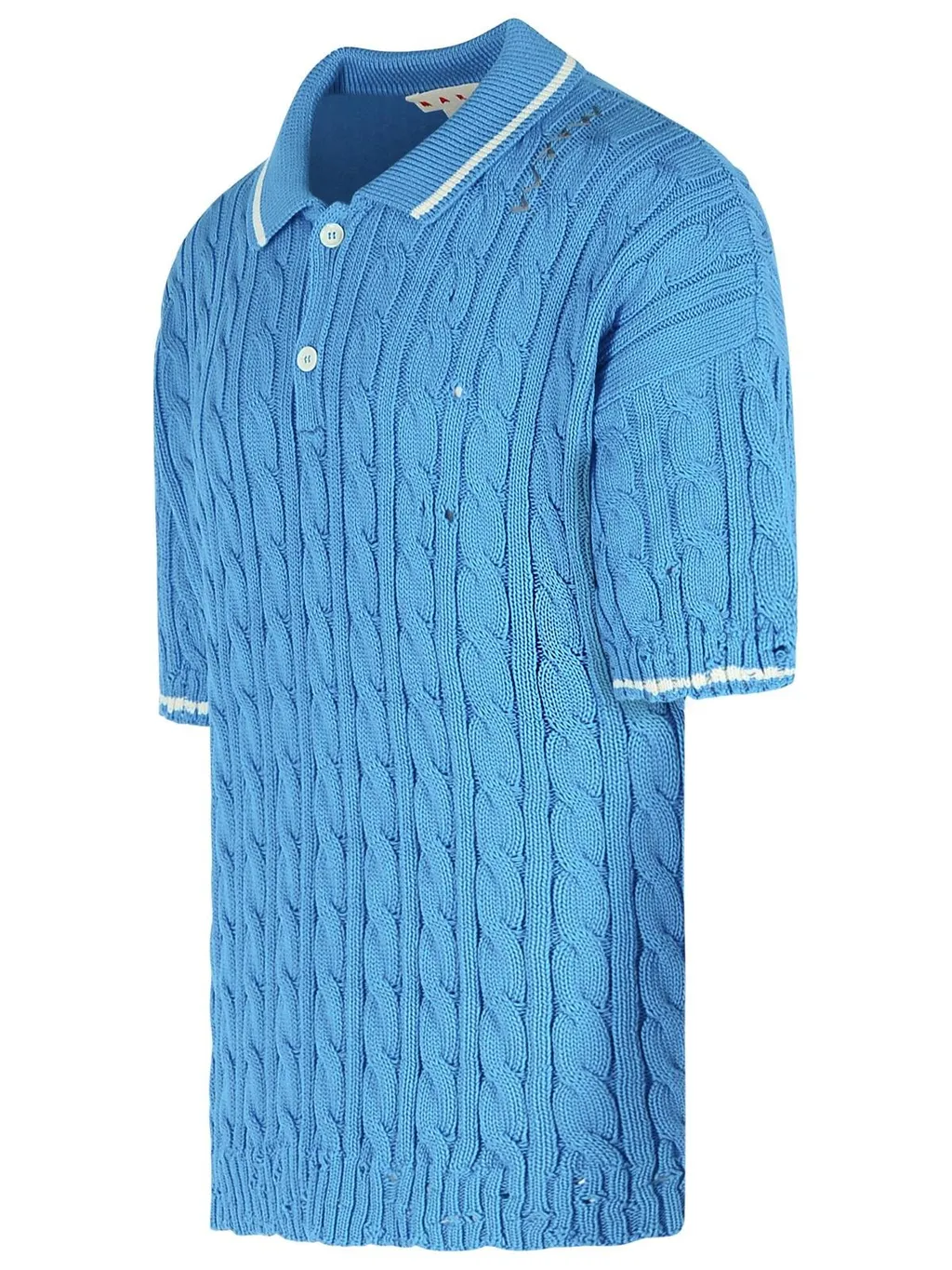 Marni Logo Embroidered Cable-Knit Polo Shirt