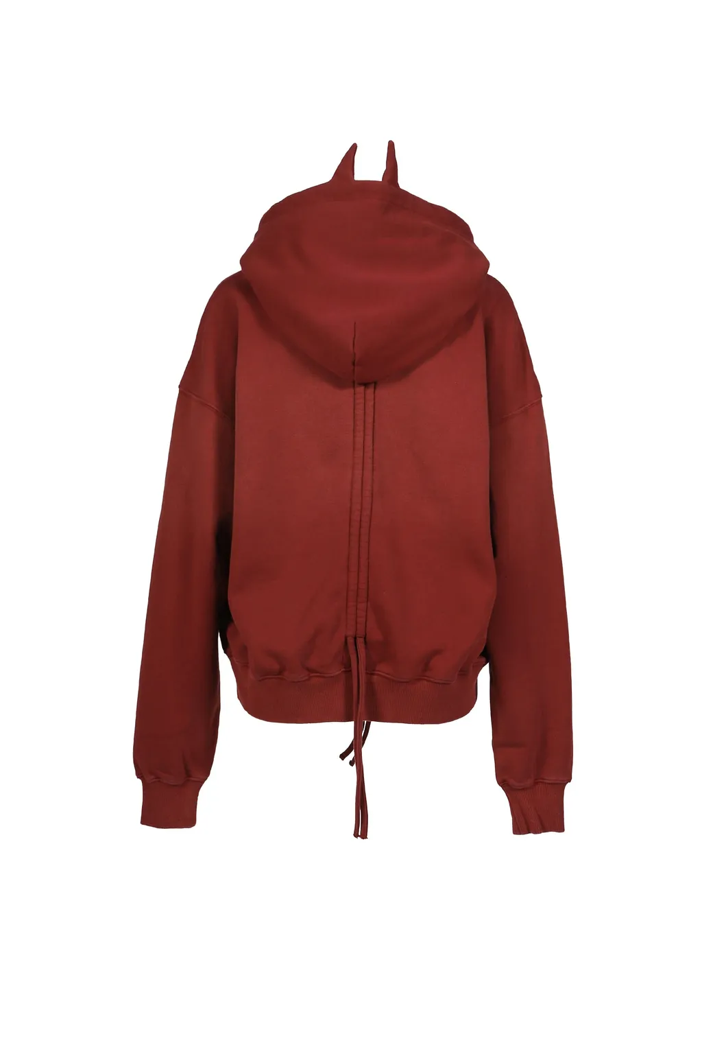 Drawstring Gradient Wash Hooded Sweatshirt / Red