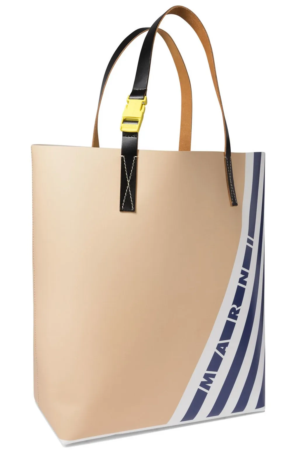 Marni Logo Printed Striped Tote Bag