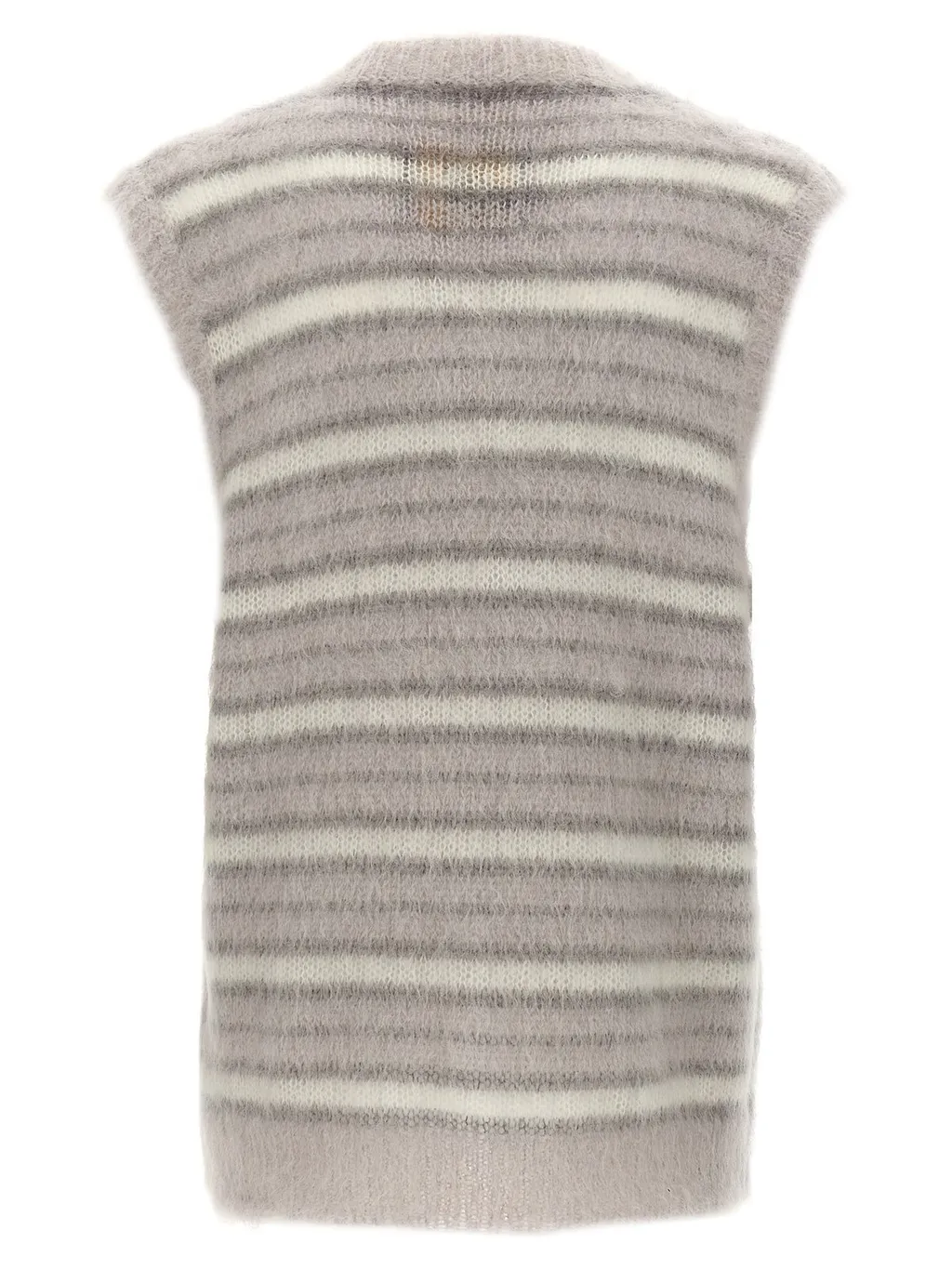 Marni V-Neck Striped Fuzzy Wuzzy Vest