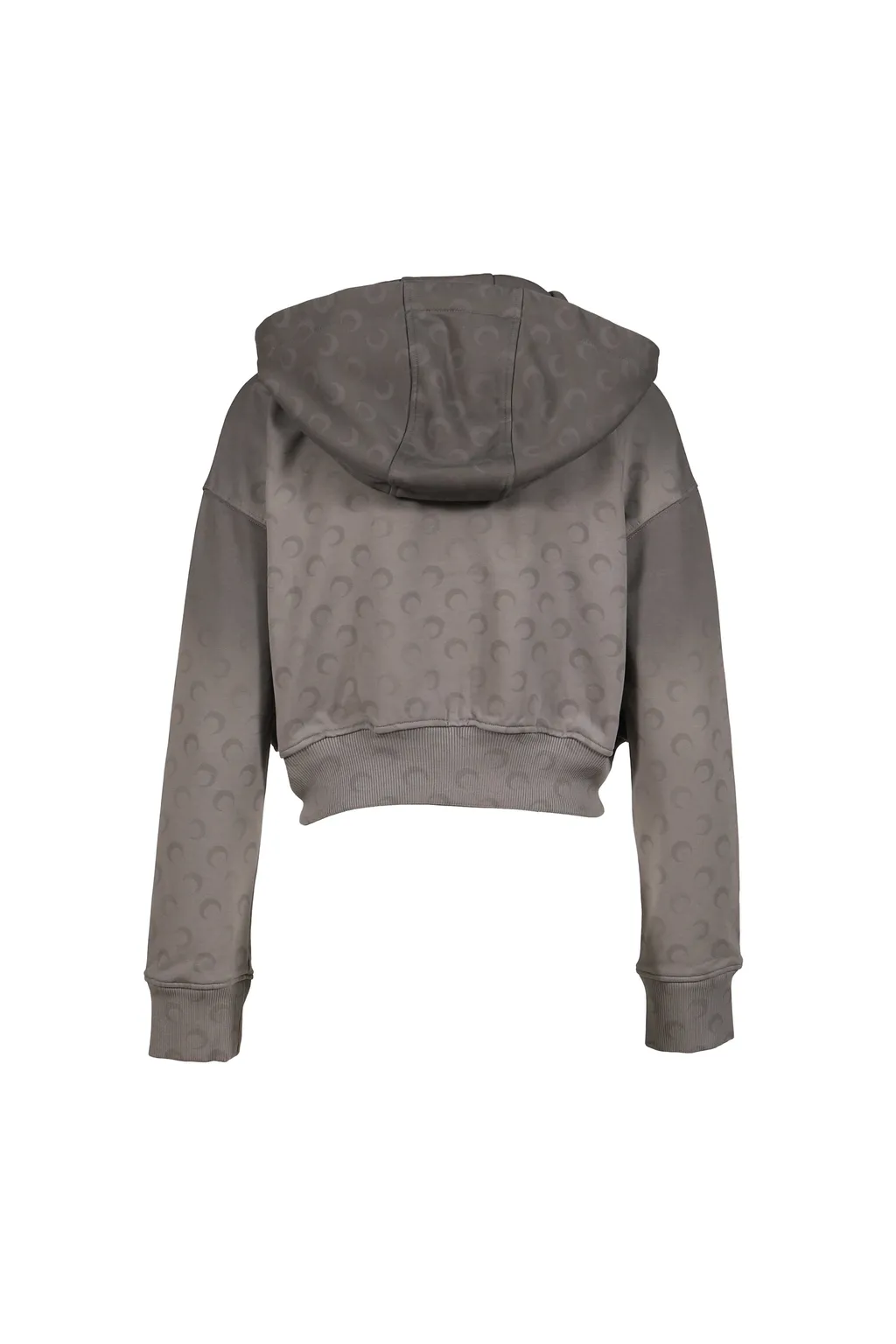 Faded Moon Fleece Cropped Zipped Hoodie / Dark Gry