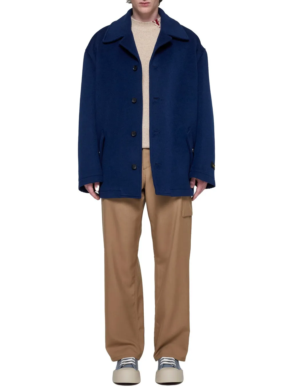 Marni Logo Patch Single-Breasted Short Coat