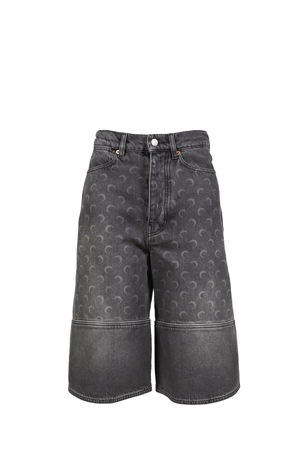 Moon Laser Gray Wash Denim Shorts / Dark Gry