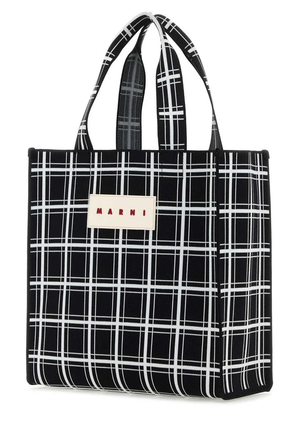 Marni Logo Patch Checked Tote Bag