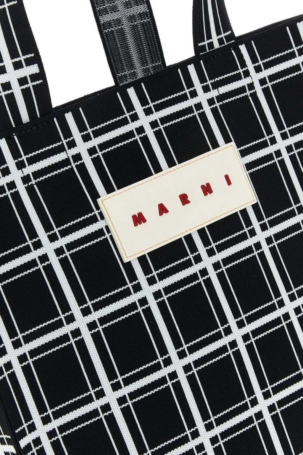 Marni Logo Patch Checked Tote Bag
