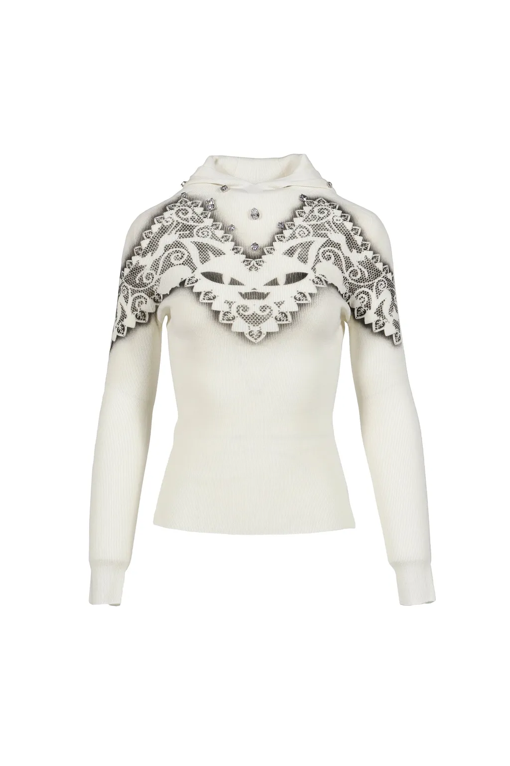 Feline Airbrush Knit Hood / Wht
