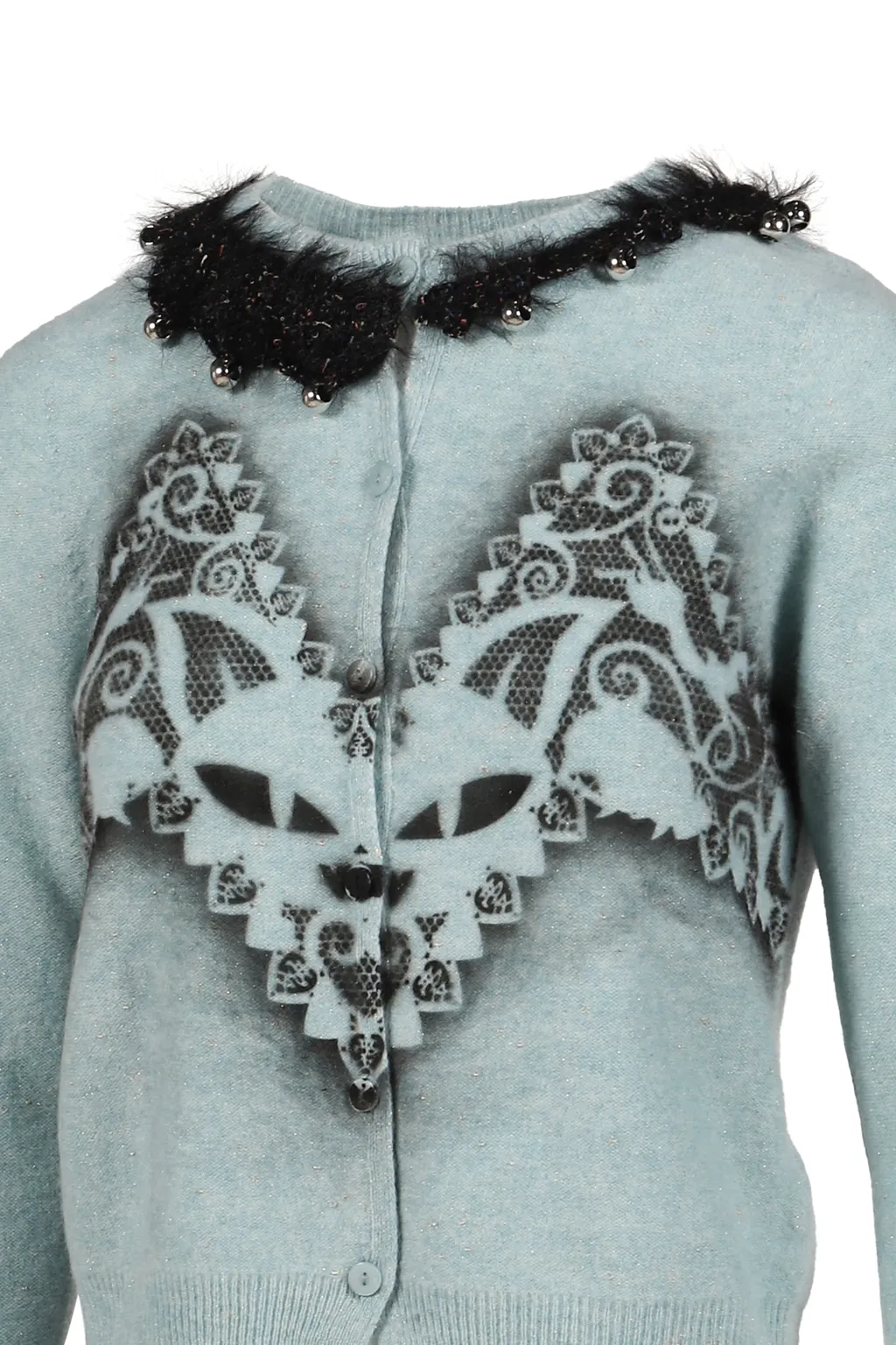 Feline Airbrush Cardigan / Blu