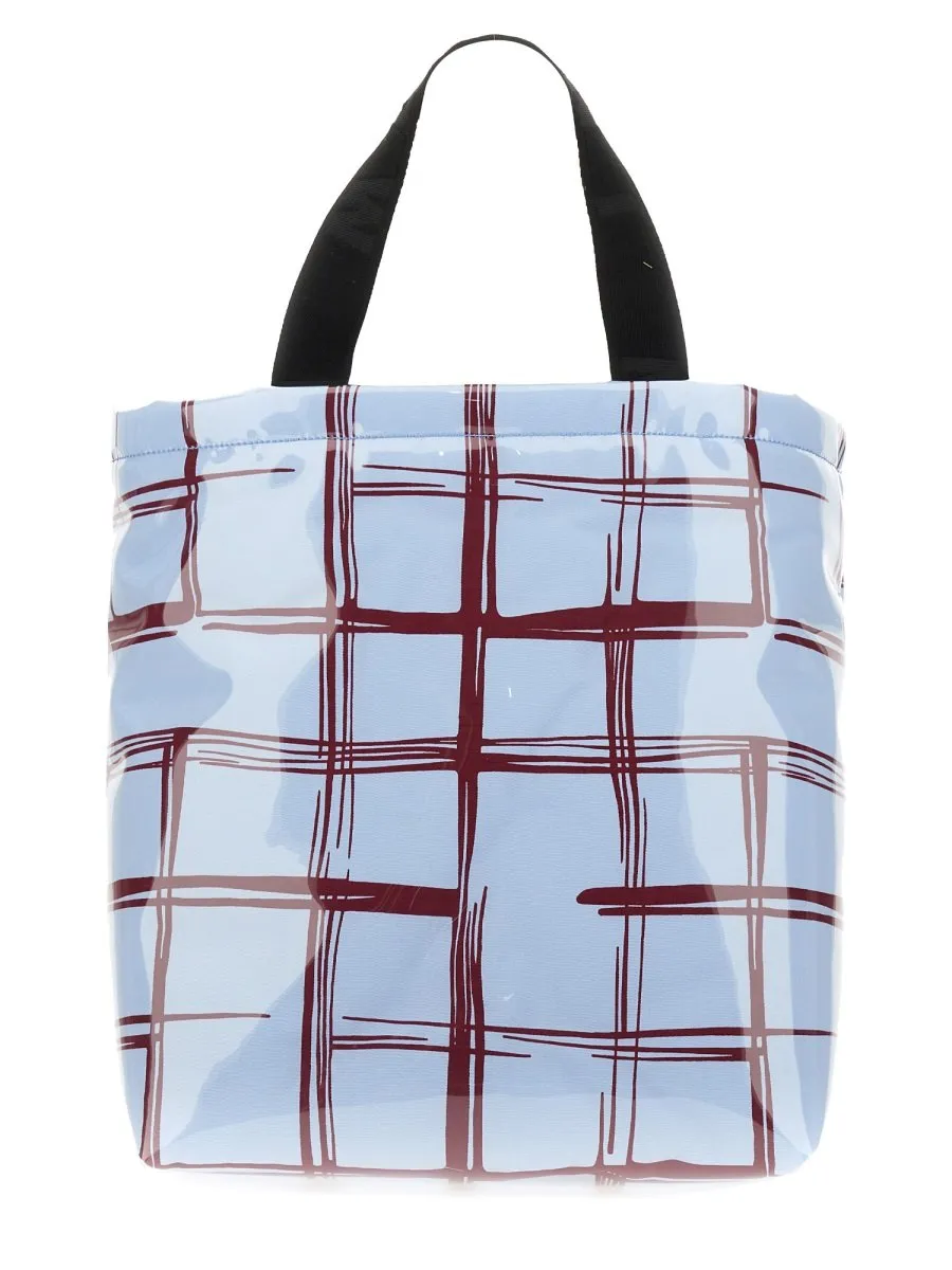 Marni Checked Logo Patch Tote Bag