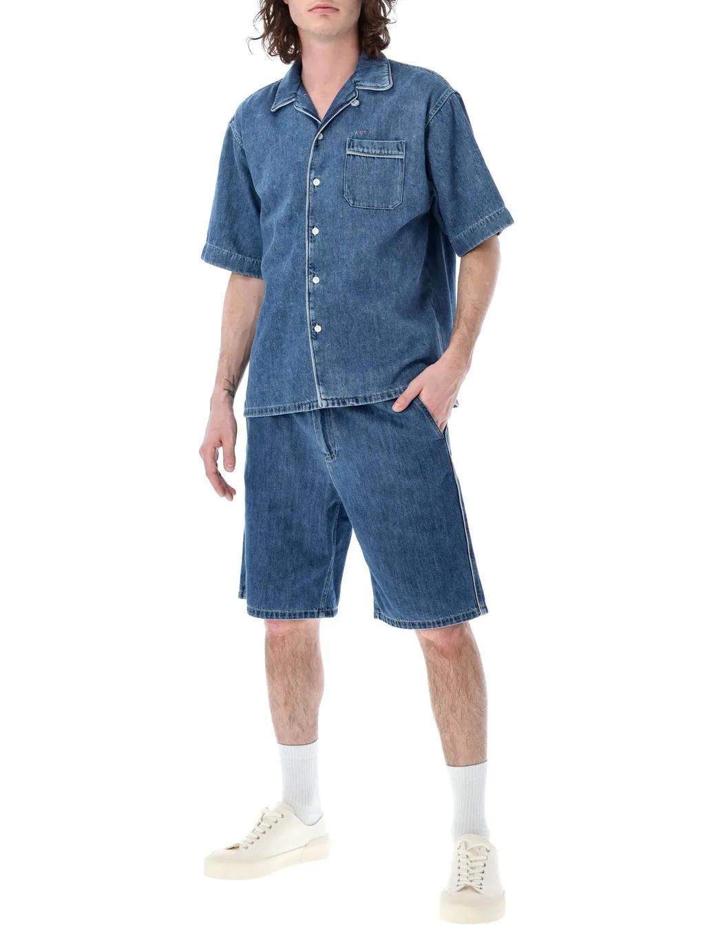 Marni Elastic Waist Denim Shorts