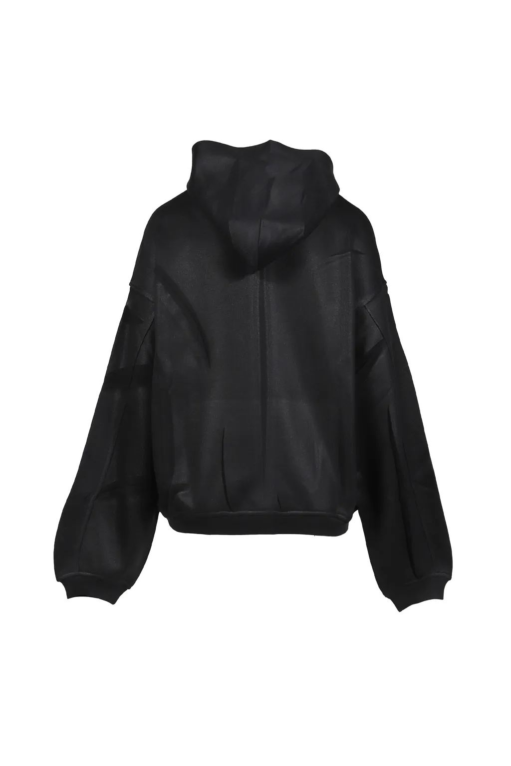 Creased Zip-Up Hoodie / Black