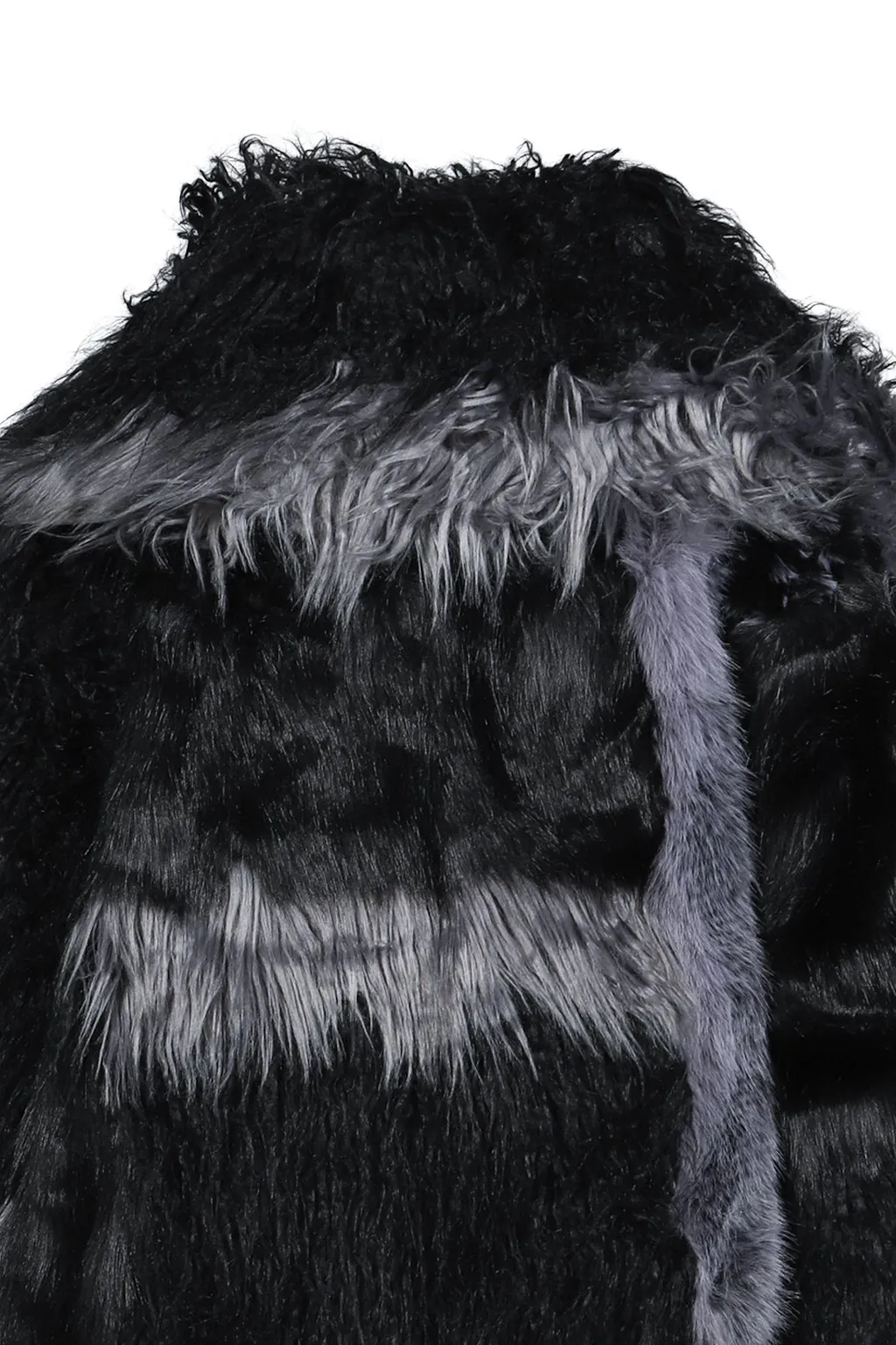 Patchwork Fur Asym Coat - Black / Blk