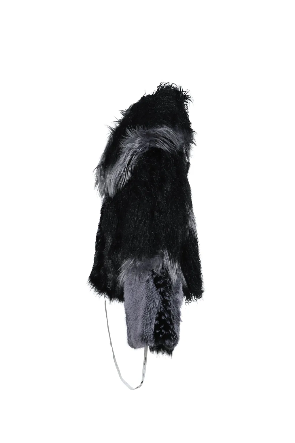 Patchwork Fur Asym Coat - Black / Blk