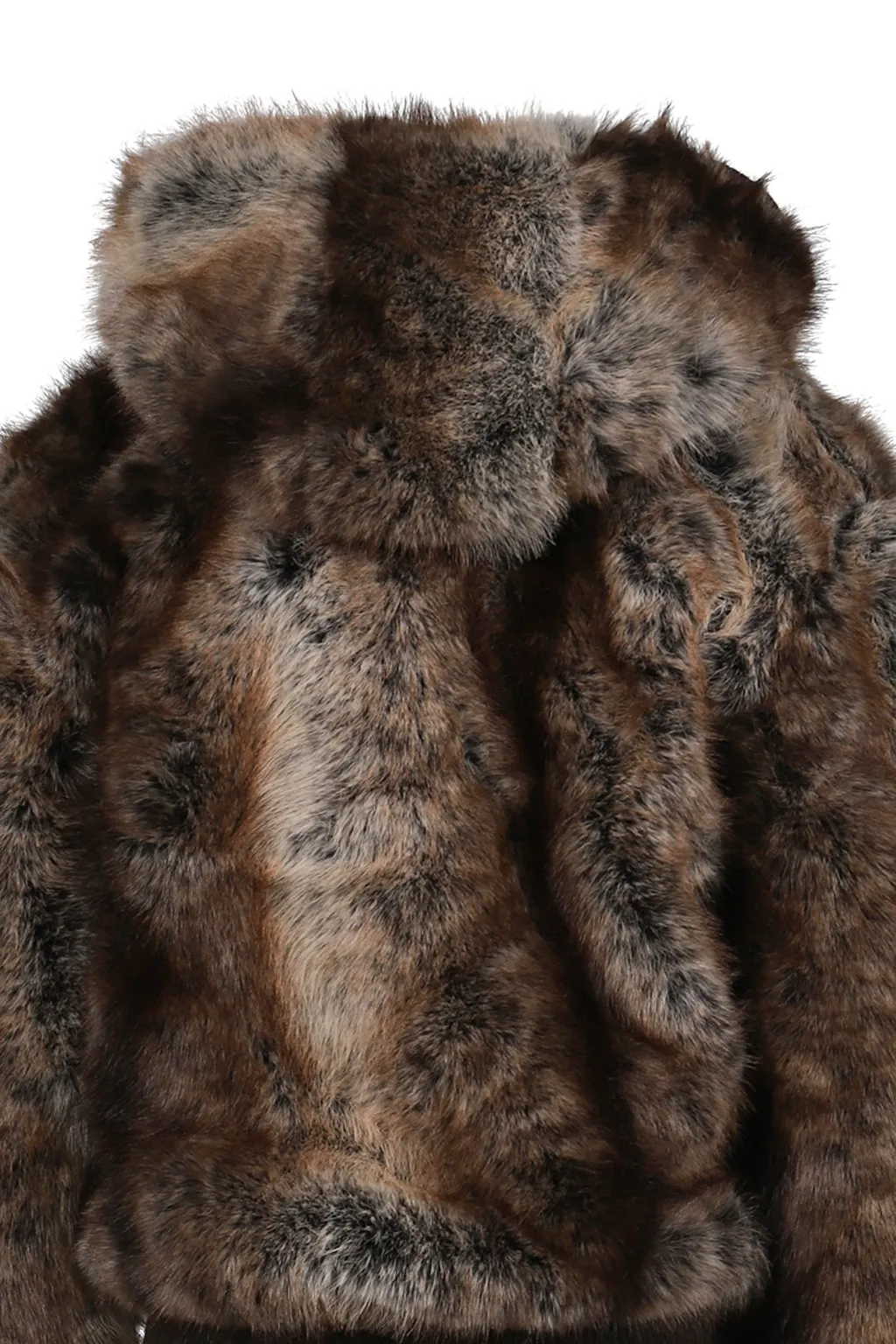 Faux Mink Zip Through Jacket / Brwn
