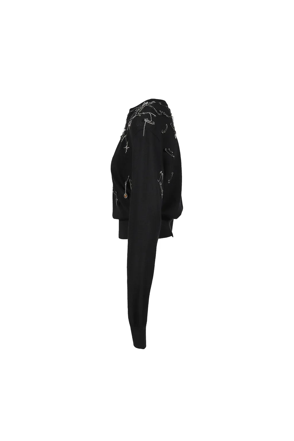 Tight Waist Crewneck Sweater / Blk