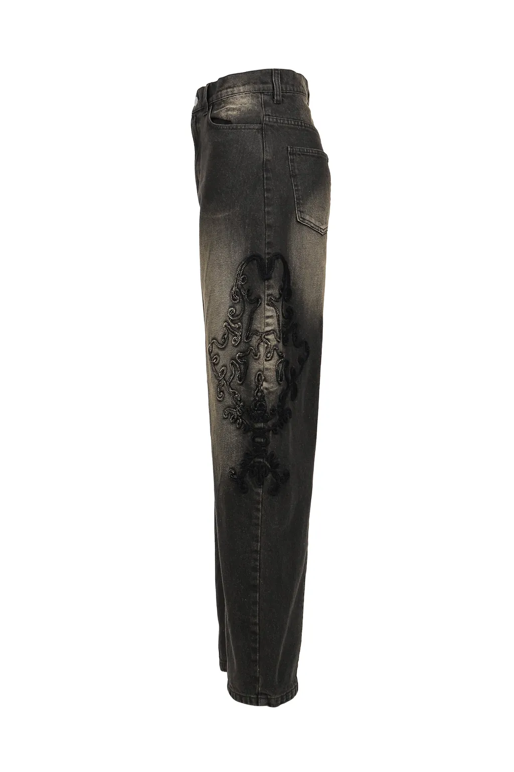 Denim Lace Pants / Black