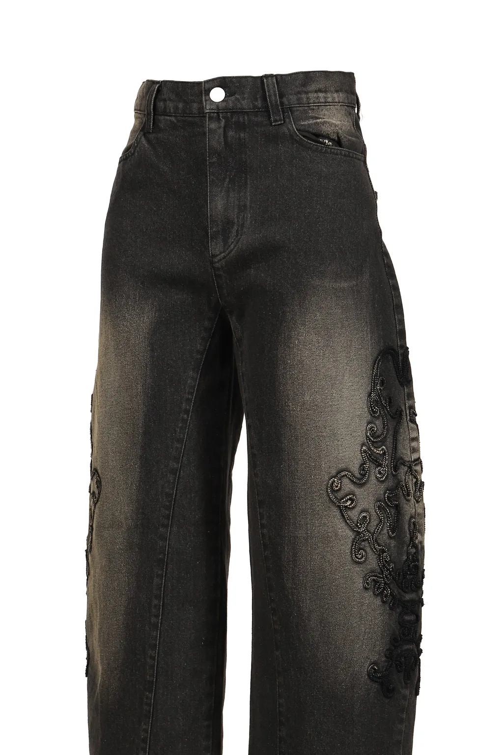 Denim Lace Pants / Black