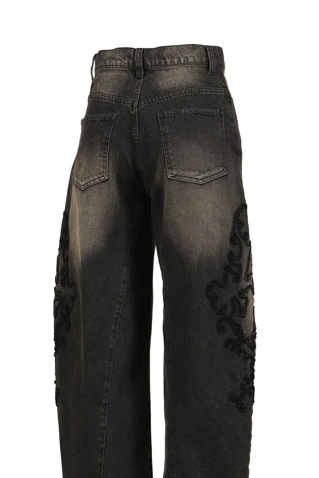 Denim Lace Pants / Black