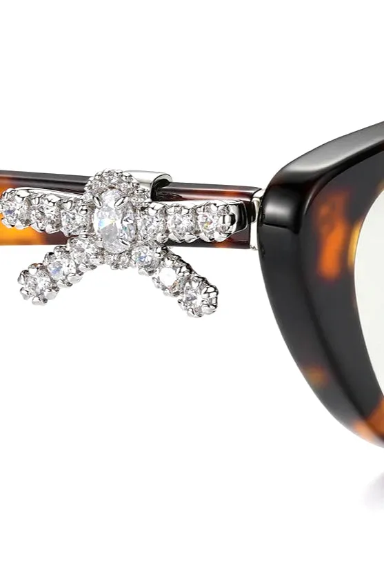 Gemstone Bowknot Glasses Side Bow / Brw