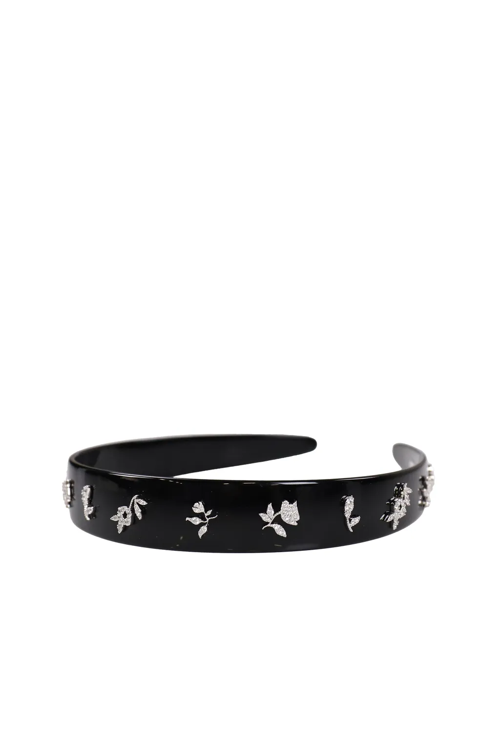 Zircon-Painted Floral Wide Hair Band / Sil