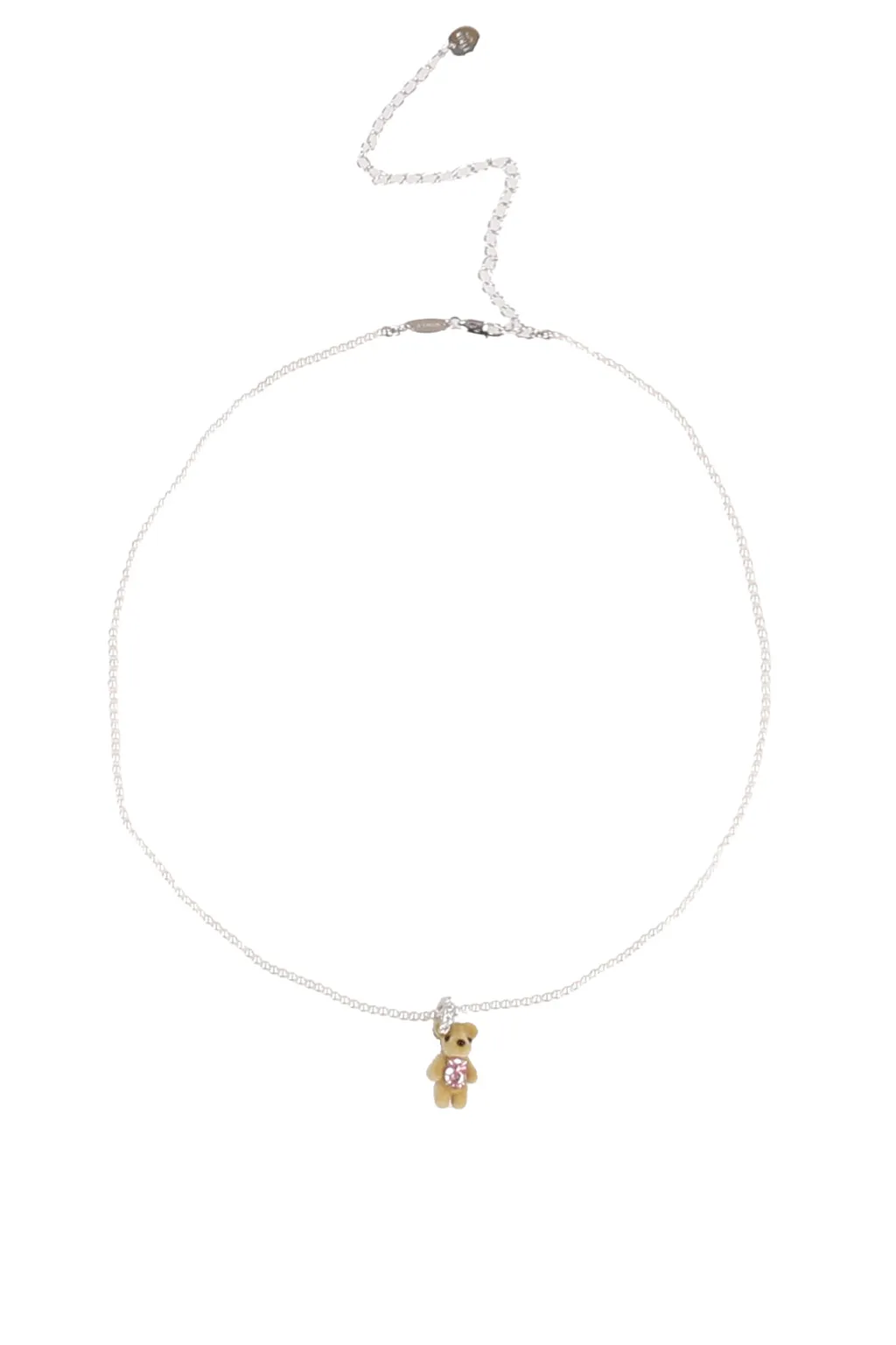Mini Flocked Bear Pearl Necklace / Pnk