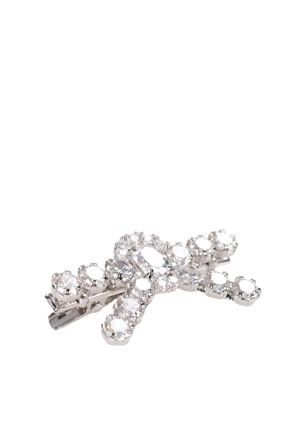 Gemstone Pave Bow Hair Pin/Sil