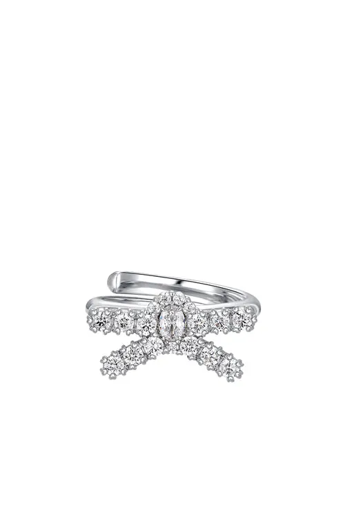 Gemstone Pave Bow Ring / Sil
