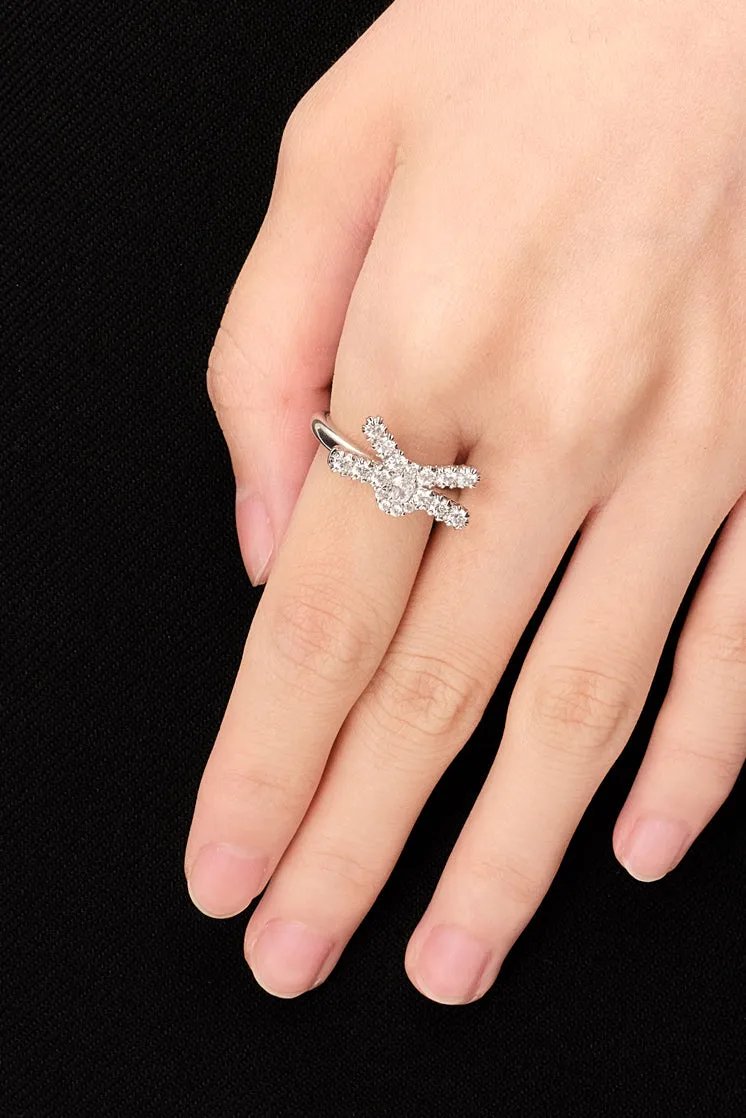Gemstone Pave Bow Ring / Sil