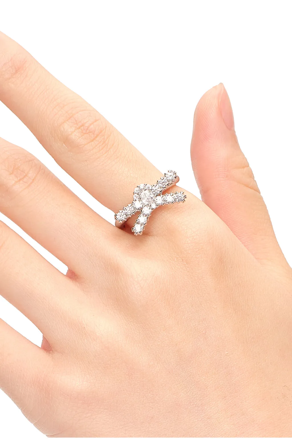 Gemstone Pave Bow Ring / Sil