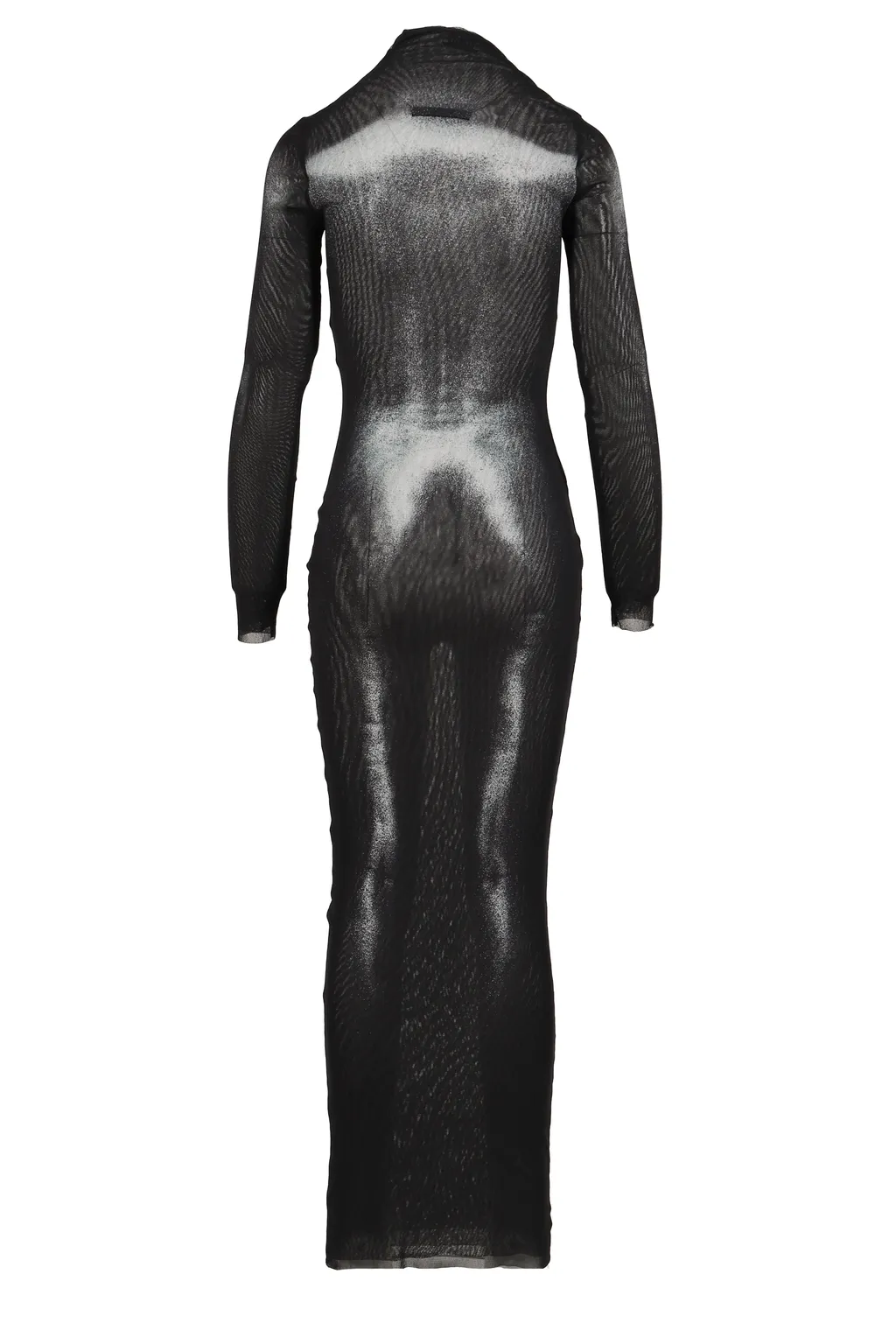 Mesh Asymetric Collar Long Dress Printed Body Dust