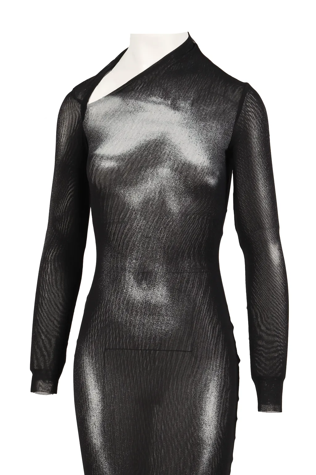 Mesh Asymetric Collar Long Dress Printed Body Dust