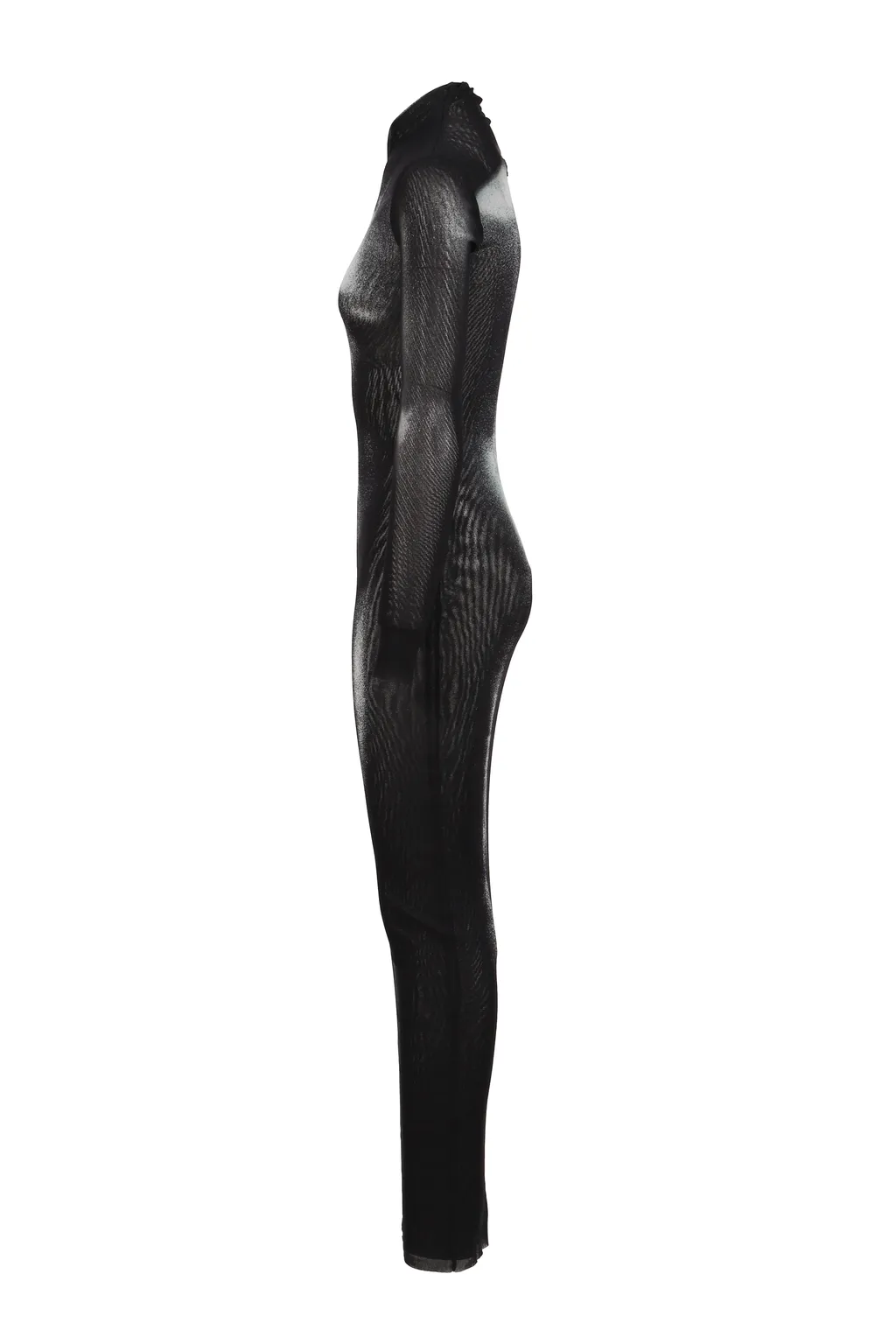 Mesh Asymetric Collar Long Dress Printed Body Dust