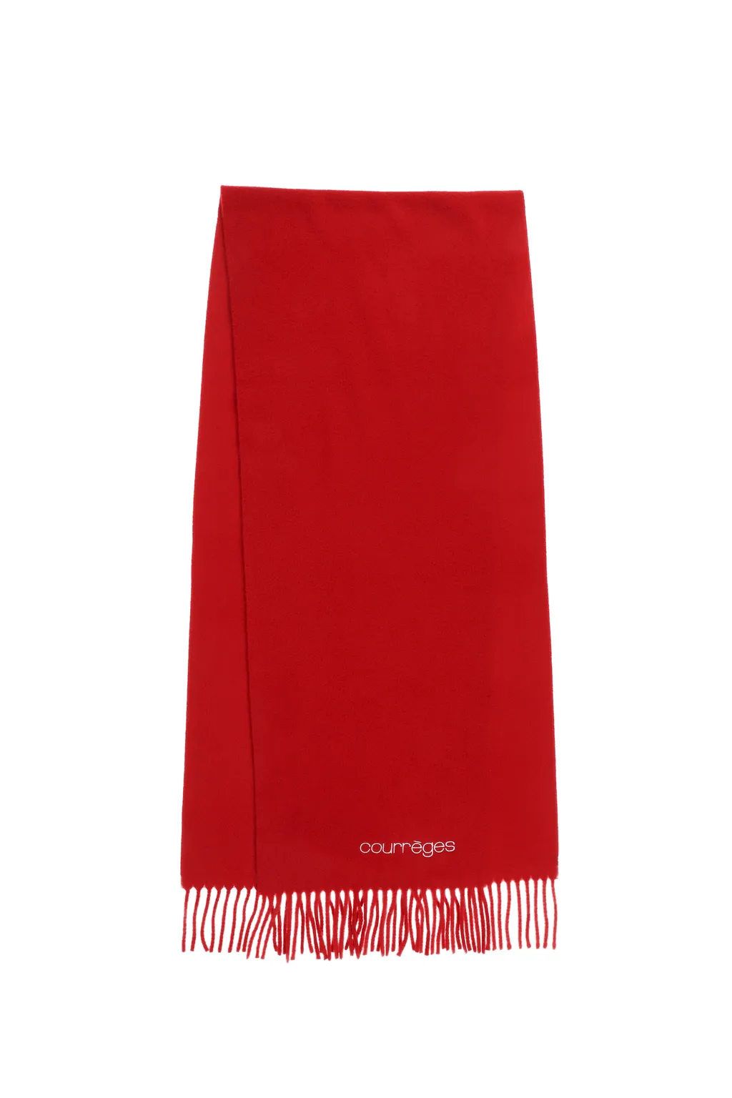 Embroidered Fringed Scarf/Red