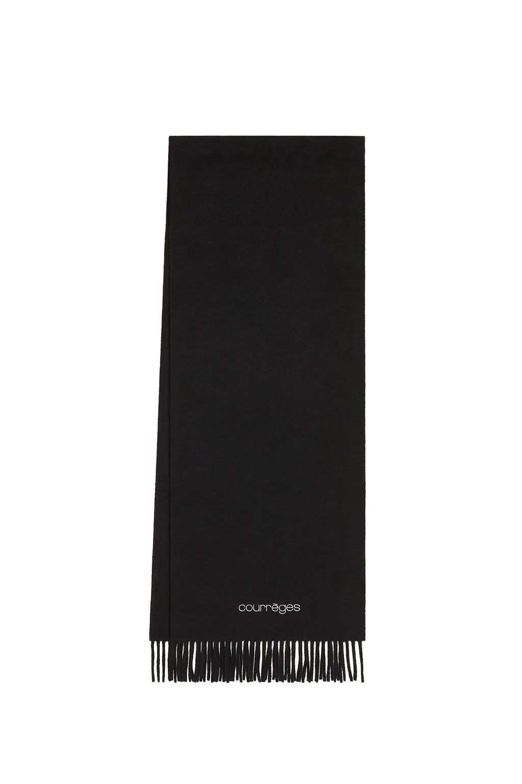 Embroidered Fringed Scarf / Blk