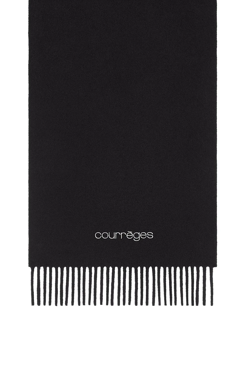 Embroidered Fringed Scarf / Blk