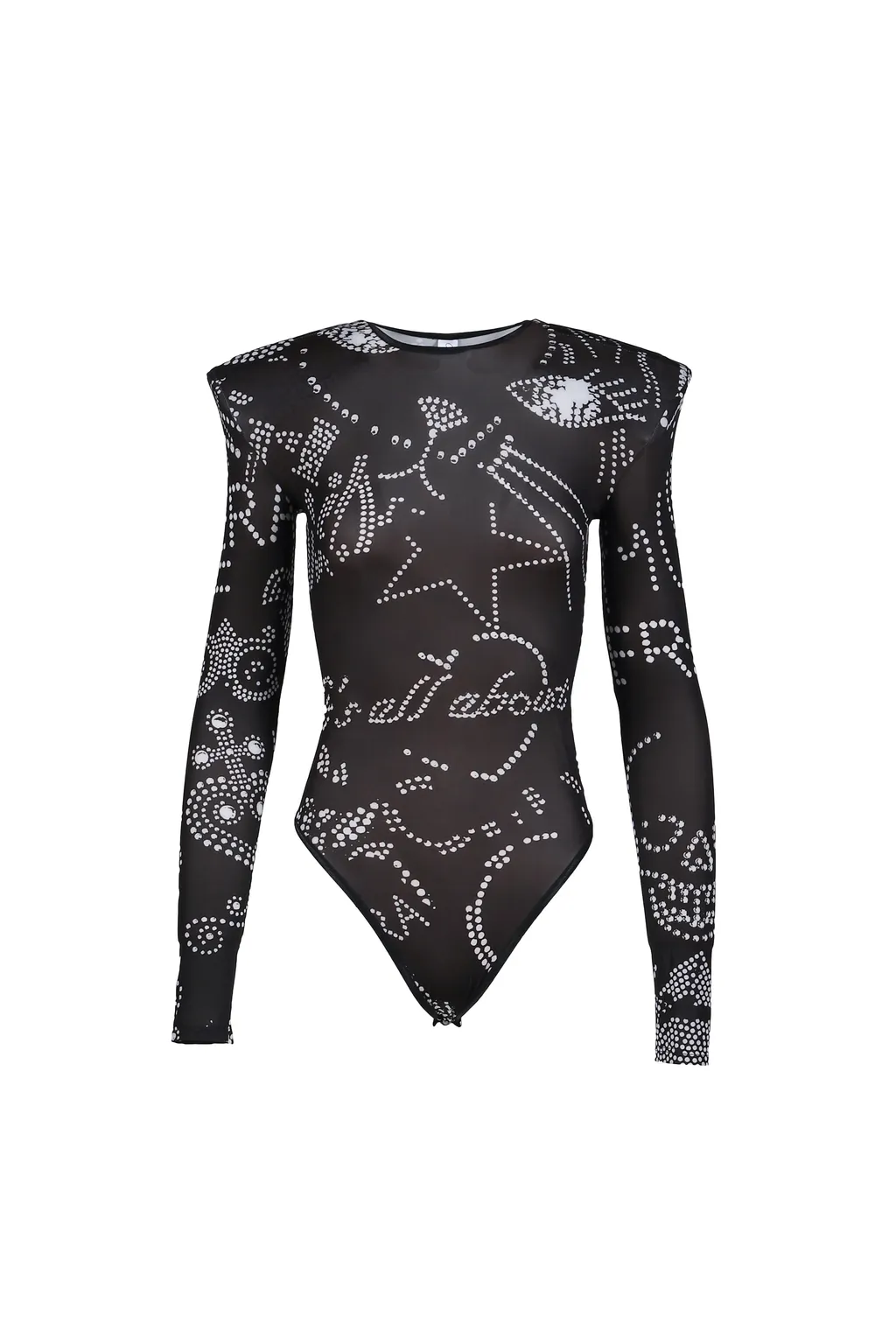 Printed Shoulder Pad Leotard / Blk