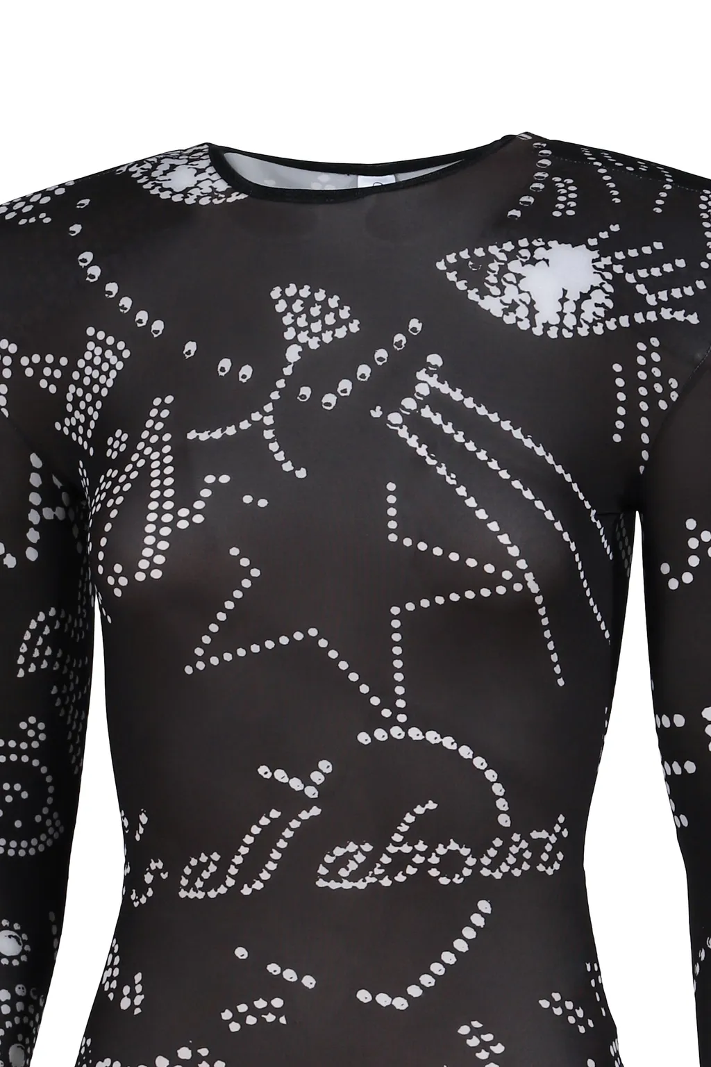 Printed Shoulder Pad Leotard / Blk
