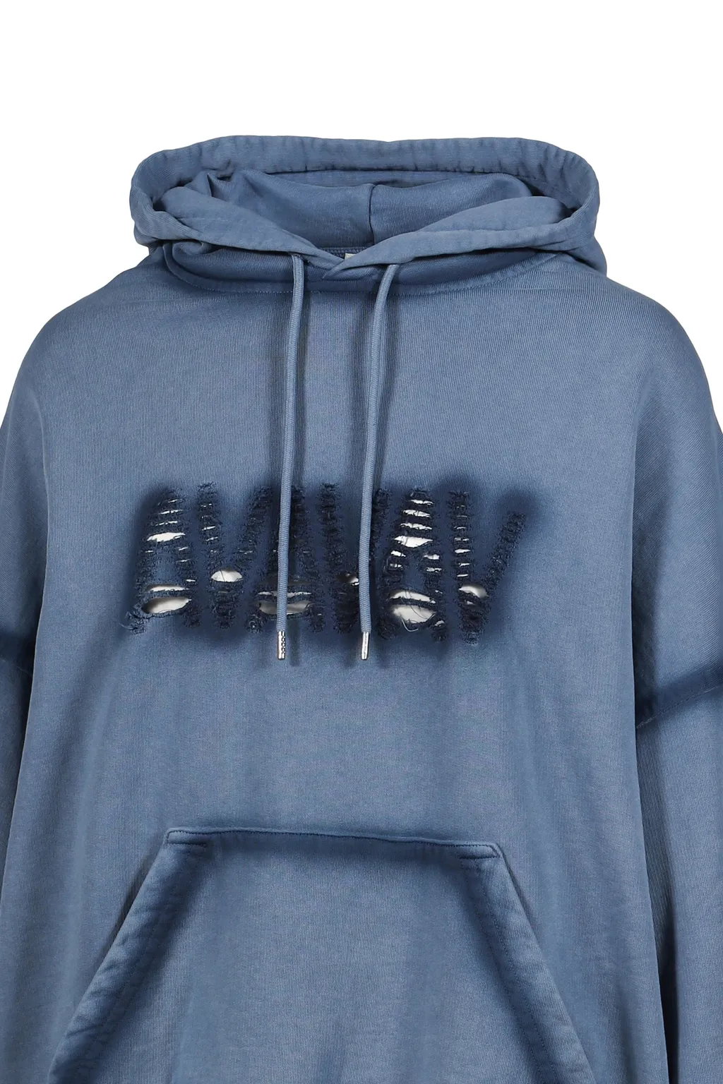 Os Shoulderless Hoodie Cut Av-Logo Blue / Blu