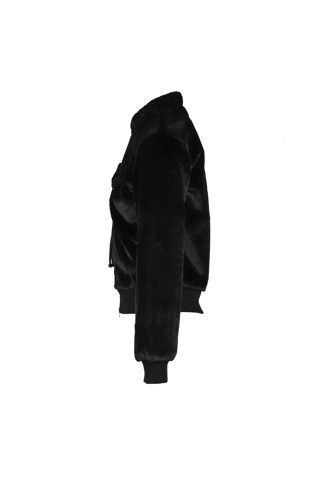 Fleece Appliqu_ Zipup Jacket / Blk