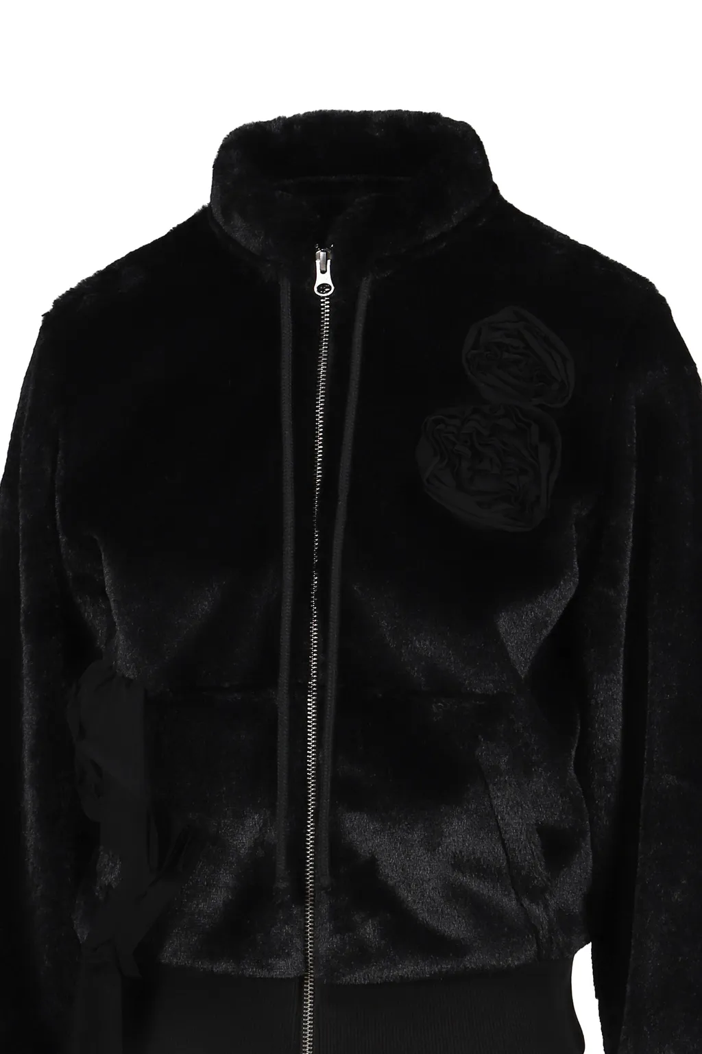 Fleece Appliqu_ Zipup Jacket / Blk